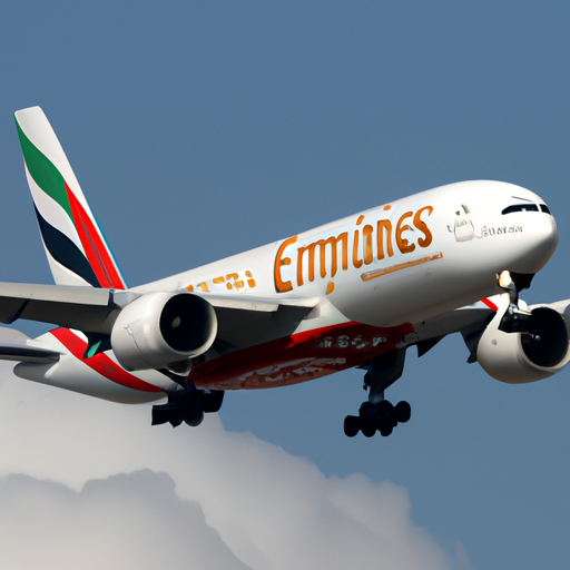 מטוס Emirates Airlines ממריא, עם הכיתוב 'אמירייטס משיקה טיסות ישירות חדשות לתאילנד'
